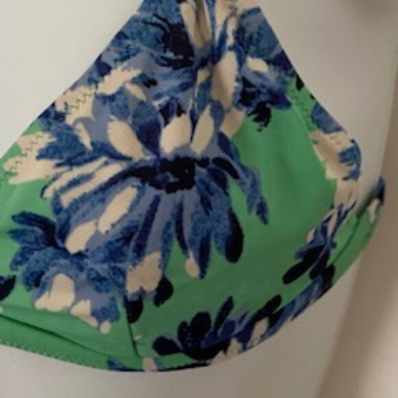 J. Crew Factory Floral Green and Blue V-Neck Bikini Top, Size S - Picture 5 of 7